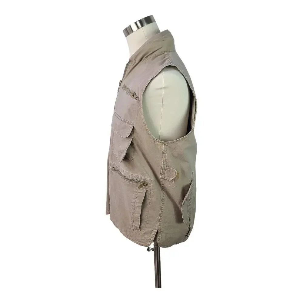 Banana Republic Khaki Tan Zip Up Hiking Cargo Fishing Journalist Vest Medium